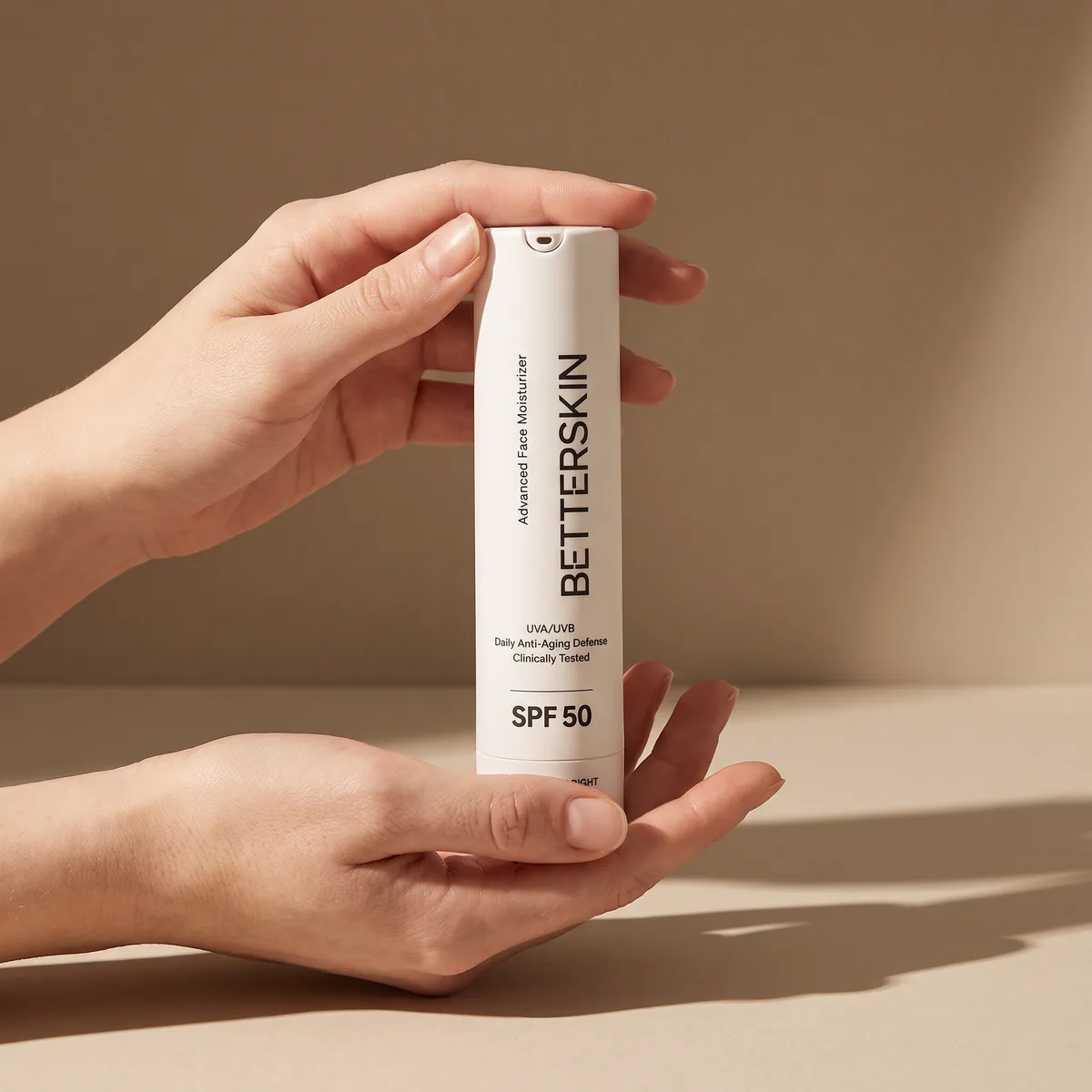 Textura de BETTERSKIN SPF 50 entre los dedos